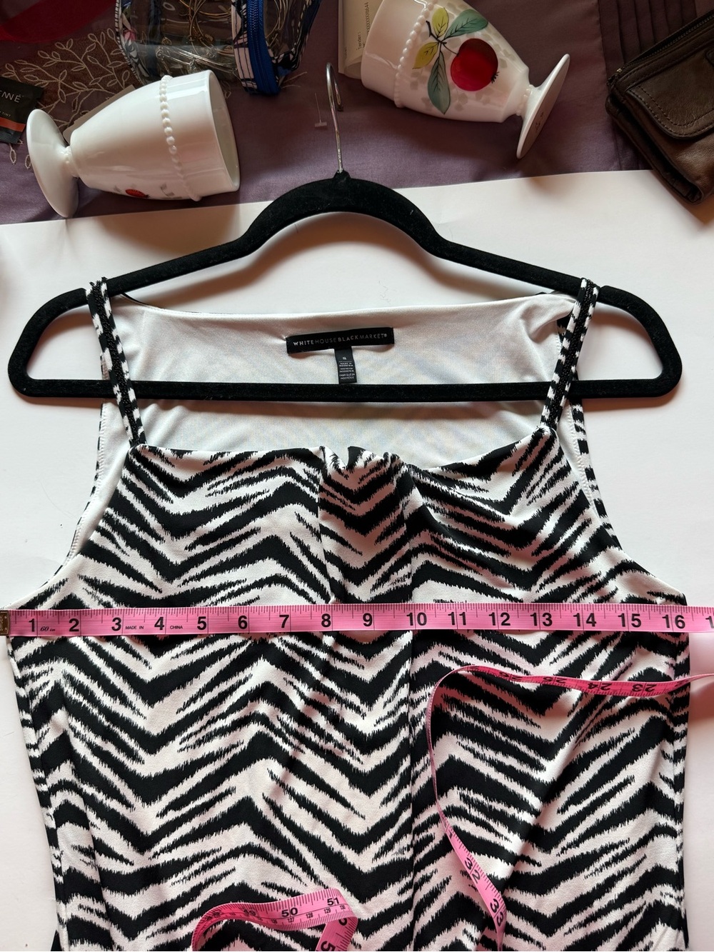 White House Black Market Zebra Print Cowl Neck Tank Top - Picture 6 of 7
